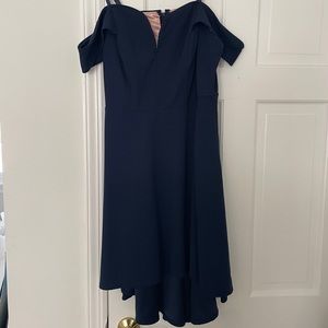 City Studio Navy Blue Off the Shoulder Dress | Size 14W